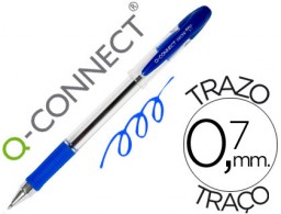 Bolígrafo Q-Connect tinta azul sujeción de caucho